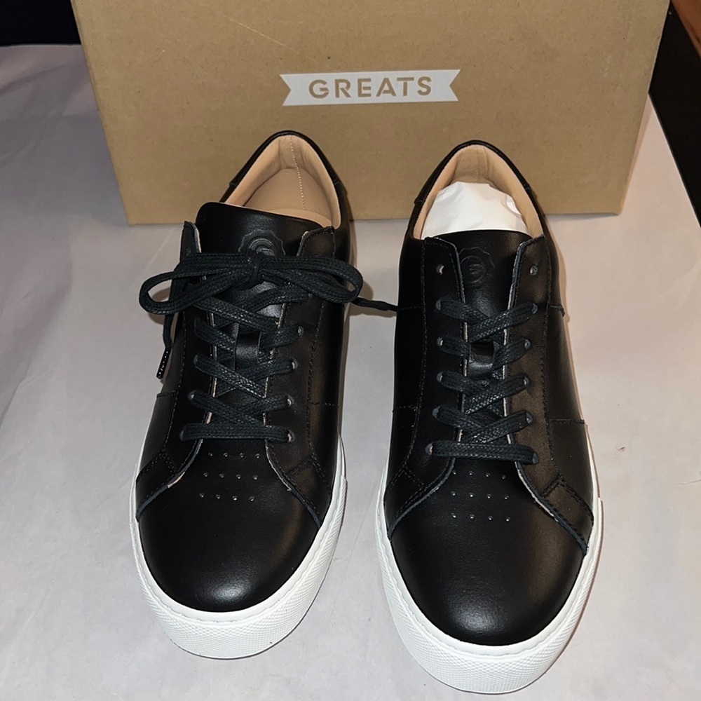 GREATS The Royale Black leather lace up sneakers‎ Sz 9 W men’s